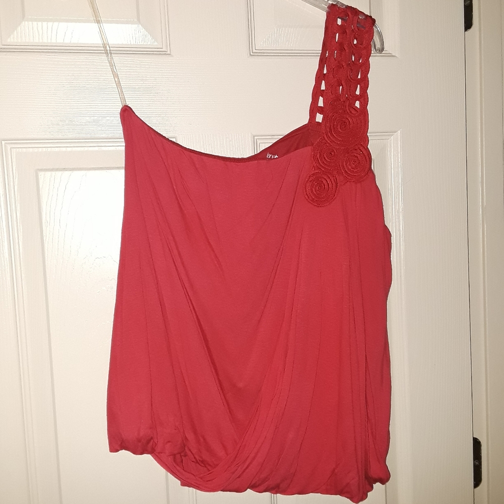 One Shoulder Red Blouse